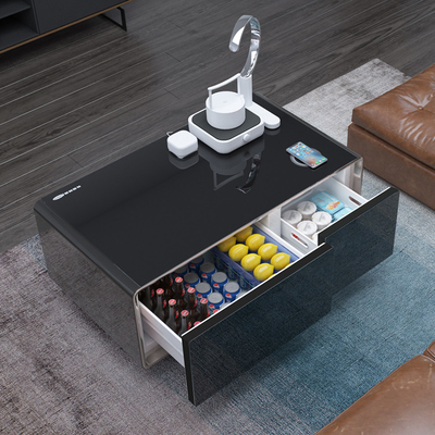 110-240V Voltage réfrigérateur de table à café intelligent avec réfrigérateur de 90L et recharge sans fil
