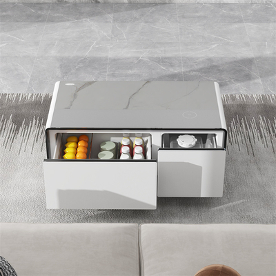 Chargement sans fil moderne Mini réfrigérateur Smart Table à café avec verre trempé Table Top