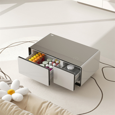 Chargement sans fil moderne Mini réfrigérateur Smart Table à café avec verre trempé Table Top