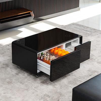 Table à café spécifique avec recharge sans fil et lecteur de musique dans un design moderne de luxe