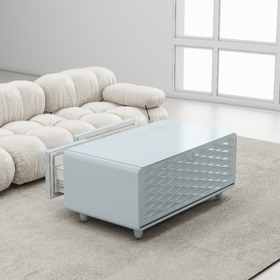 Réfrigérateurs tactiles intelligents colorés de 75W Joueur de musique de table Chargement sans fil Meubles de salon Table à café intelligente