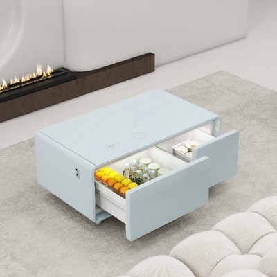 Réfrigérateurs tactiles intelligents colorés de 75W Joueur de musique de table Chargement sans fil Meubles de salon Table à café intelligente
