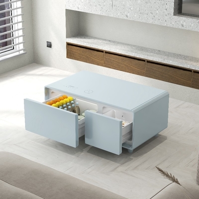 Réfrigérateurs tactiles intelligents colorés de 75W Joueur de musique de table Chargement sans fil Meubles de salon Table à café intelligente
