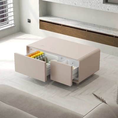 Meubles de salon Table à café moderne avec recharge sans fil et mini réfrigérateur