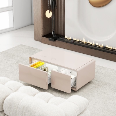 Meubles de salon Table à café moderne avec recharge sans fil et mini réfrigérateur